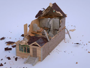 Destroyed House 3D Model
