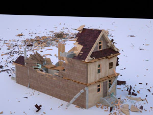 Destroyed House 3D Model