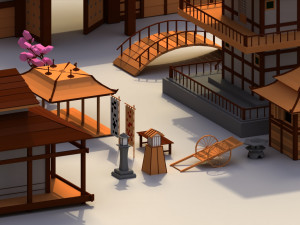Low Poly Traditional Japanese Town 3D 模型