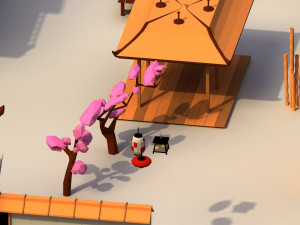 Low Poly Traditional Japanese Town 3D 模型