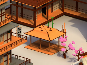 Low Poly Traditional Japanese Town 3D 模型