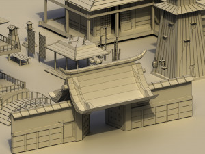 Low Poly Traditional Japanese Town 3D 模型