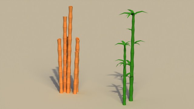 Low Poly Bamboo Trees Model 3D .c4d .max .obj .3ds .fbx .stl .blend 