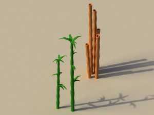 Low Poly Bamboo Trees Model 3D