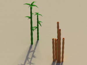 Low Poly Bamboo Trees Model 3D