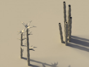 Low Poly Bamboo Trees Model 3D