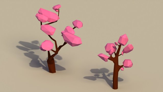 Low Poly Cherry Trees 3D-Modell .c4d .max .obj .3ds .fbx .stl .blend 