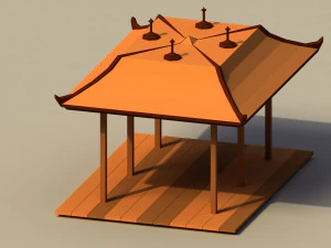 Low Poly Japanese Dais 3D Model