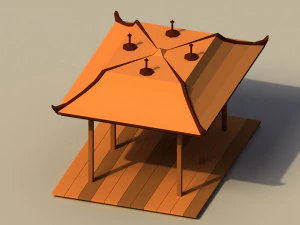 Low Poly Japanese Dais 3D Model