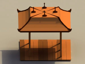 Low Poly Japanese Dais 3D Model