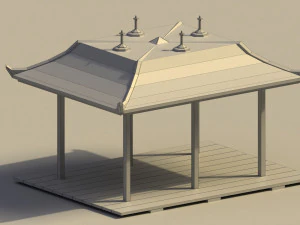 Low Poly Japanese Dais 3D Model