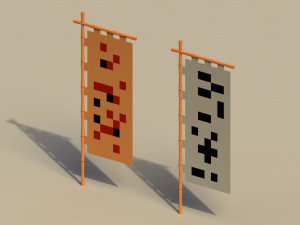 Low Poly Japanese Traditional Flags 3D Model