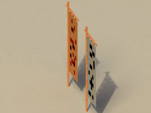 Low Poly Japanese Traditional Flags 3D Model