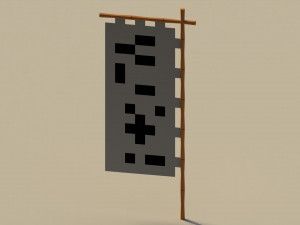 Low Poly Japanese Traditional Flags 3D 모델