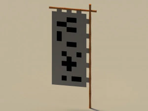 Low Poly Japanese Traditional Flags 3D Model