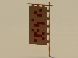 Low Poly Japanese Traditional Flags 3D Model