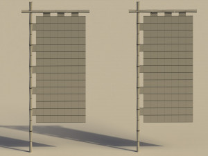 Low Poly Japanese Traditional Flags 3D 모델