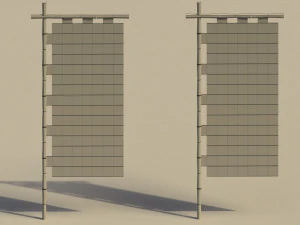 Low Poly Japanese Traditional Flags 3D Model