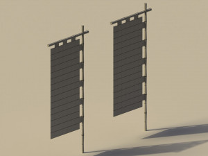 Low Poly Japanese Traditional Flags 3D 모델