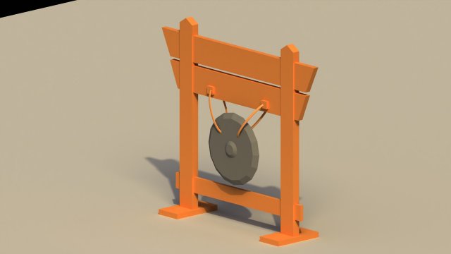 Low Poly Japanese Gong 3D-Modell .c4d .max .obj .3ds .fbx .stl .blend 