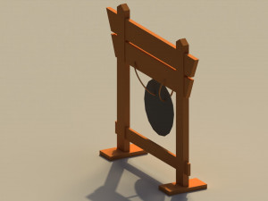 Low Poly Japanese Gong 3D-Modell