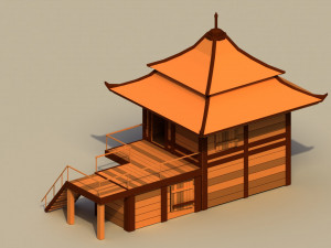 Low Poly Traditional Japanese House 3D Model
