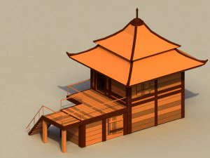 Low Poly Traditional Japanese House 3D Model