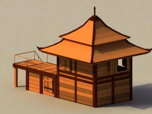 Low Poly Traditional Japanese House 3D Model