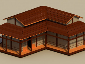 Low Poly Traditional Japanese House 2 3D Model