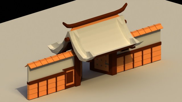 Low Poly Japanese Gate 3Dモデル .c4d .max .obj .3ds .fbx .stl .blend 