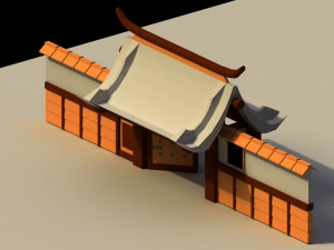 Low Poly Japanese Gate 3Dモデル