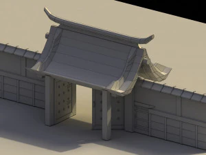Low Poly Japanese Gate 3D Model