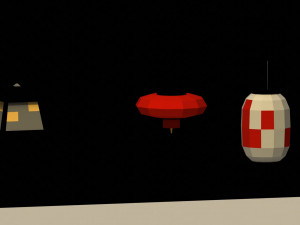 Low Poly Japanese Lanterns 3D Model