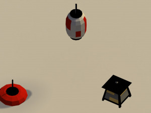 Low Poly Japanese Lanterns 3D Model