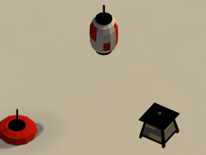 Low Poly Japanese Lanterns 3D Model