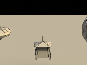 Low Poly Japanese Lanterns 3D Model
