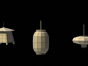 Low Poly Japanese Lanterns 3D Model