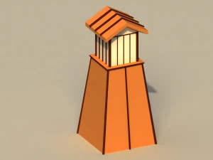 Low Poly Japanese Lamp Post 3D Model