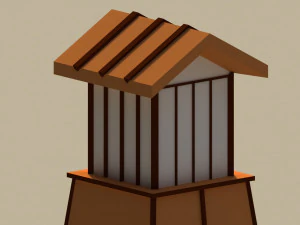 Low Poly Japanese Lamp Post 3D Model