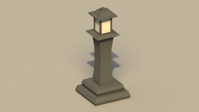 Low Poly Japanese Lamp Post 2 Modelo 3D .c4d .max .obj .3ds .fbx .stl .blend 