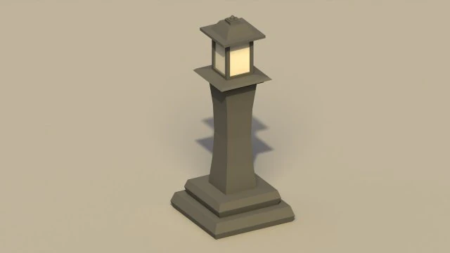 Low Poly Japanese Lamp Post 2 3D Model .c4d .max .obj .3ds .fbx .stl .blend