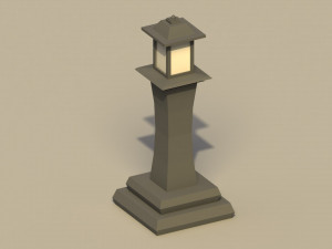Low Poly Japanese Lamp Post 2 Modello 3D