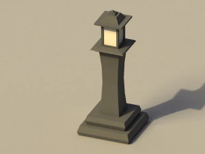 Low Poly Japanese Lamp Post 2 3D Model