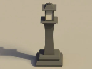 Low Poly Japanese Lamp Post 2 3D Model