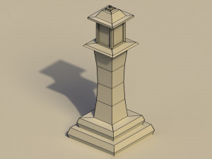 Low Poly Japanese Lamp Post 2 Modelo 3D