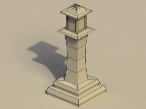 Low Poly Japanese Lamp Post 2 3D Model