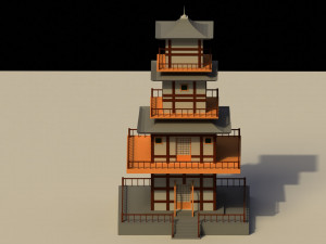 Low Poly Japanese Pagoda 3D Модель