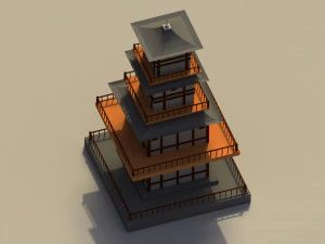 Low Poly Japanese Pagoda 3D Model