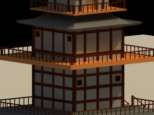 Low Poly Japanese Pagoda 3D Модель