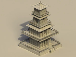 Low Poly Japanese Pagoda 3D Model